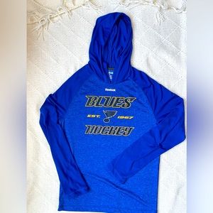 LGB! St. Louis Blues Hockey Hooded Shirt! Blue-Sz M-like New